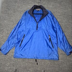 EMS Mens L Blue Nylon Anorak Pullover Windbreaker Jacket Vintage 11236